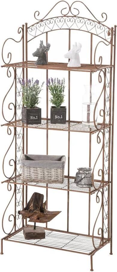 In And Outdoormatch stellingkast metaal Teagan antiek bruin 33x61x153cm stellingkast opbergrek stellingkast vakkenkast open kast industrieel