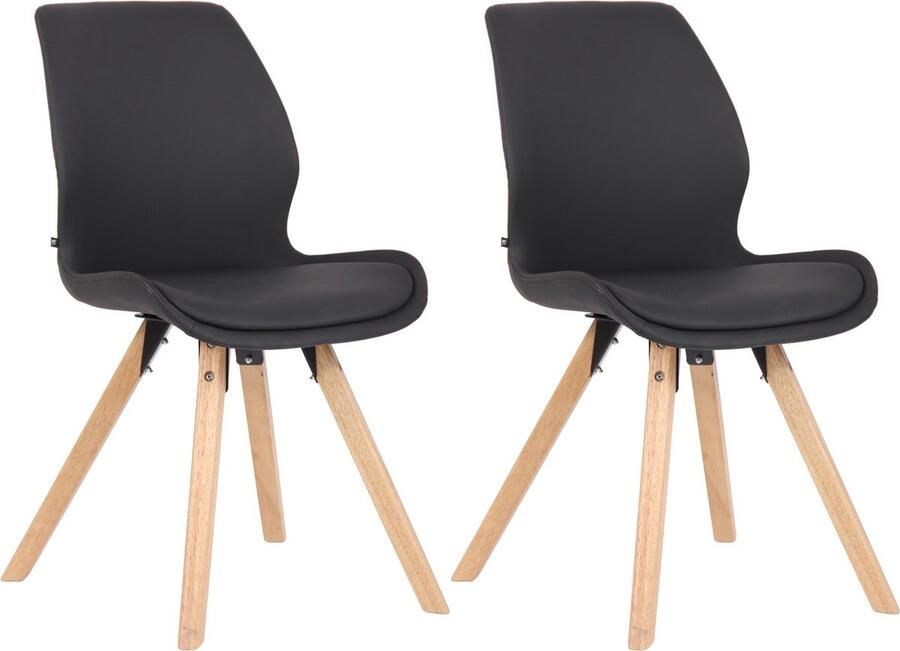 In And Outdoormatch Stoel Antonia Zwart Set van 2 Kunstleer Hoogwaardige bekleding Stijlvolle stoel Luxe uitstraling