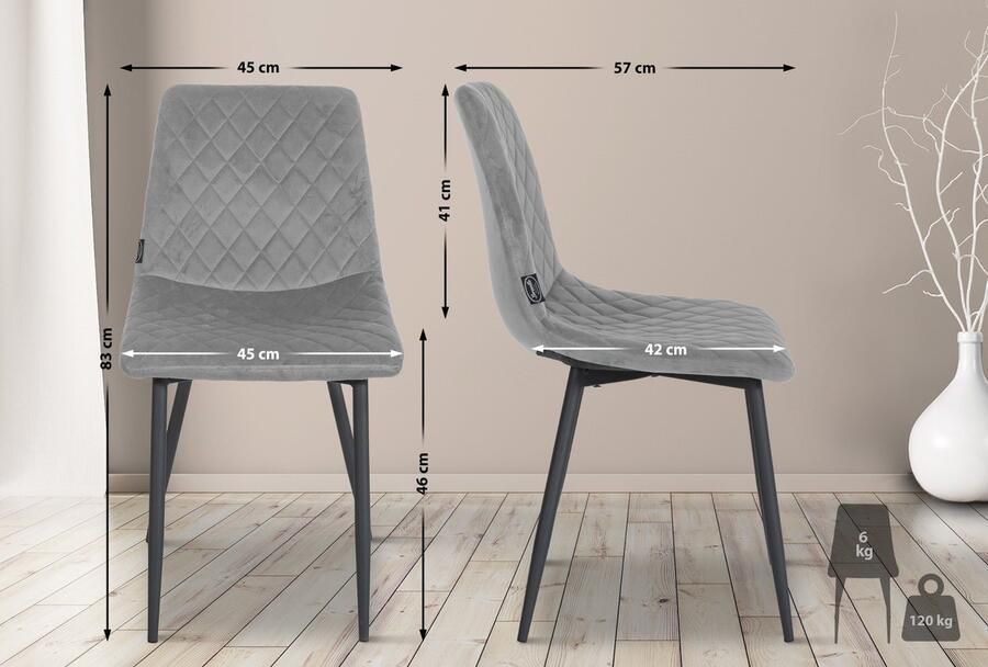 In And Outdoormatch Stoel Catharine Grijs Fluweel Hoogwaardige bekleding Eigentijdse stoel Stijlvolle uitstraling - Foto 2