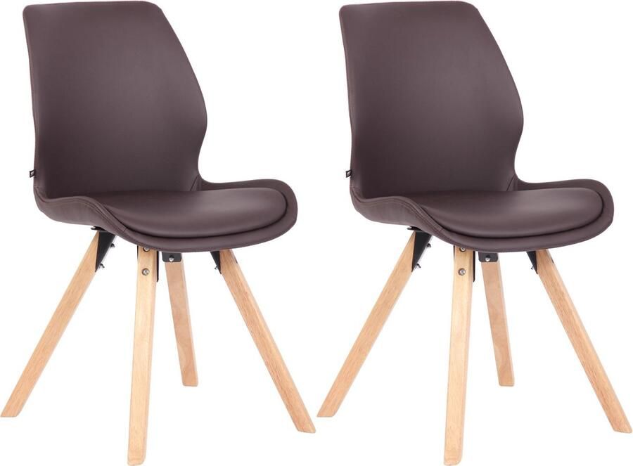 In And Outdoormatch Stoel Celia Bruin Set van 2 Kunstleer Hoogwaardige bekleding Stijlvolle stoel Luxe uitstraling