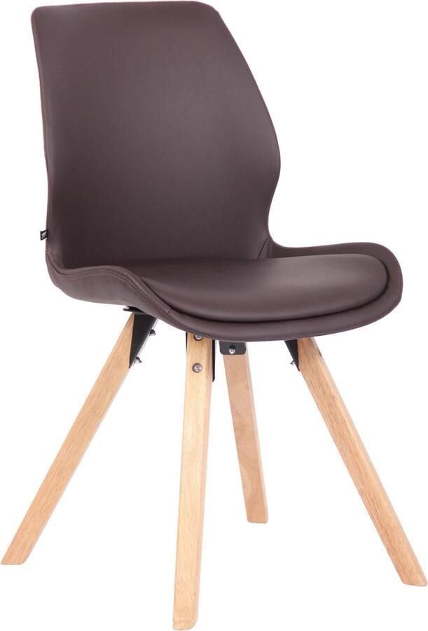 In And Outdoormatch Stoel Gerrit Bruin Eetkamerstoel Kunstleer en Beukenhout Hoogwaardige Bekleding Decoratieve Stoel Stijlvolle Eetkamerstoel Moderne Look