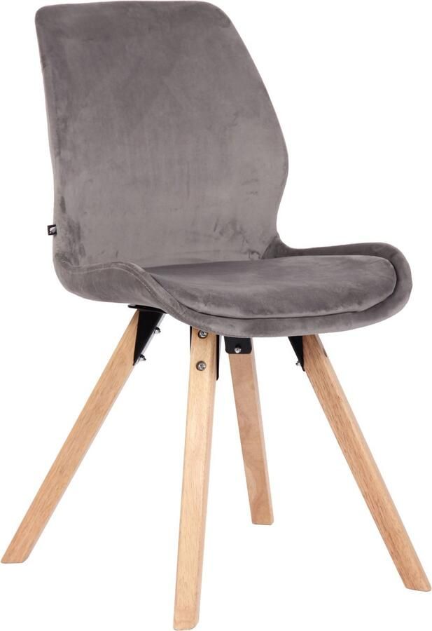 In And Outdoormatch Stoel Harriet Jarvis Grijs Eetkamerstoel Fluweel en Beukenhout Hoge Kwaliteit Bekleding Decoratieve Stoel Stijlvolle Eetkamerstoel Moderne Look