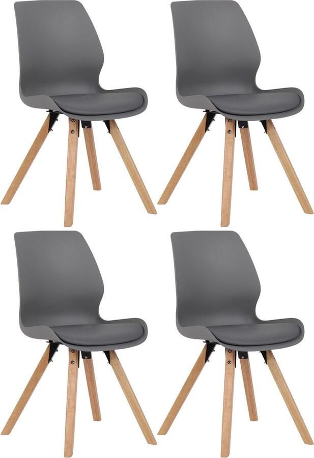 In And Outdoormatch Stoel Merritt Grijs Set van 4 Kunststof Hoogwaardige bekleding Stijlvolle stoel Luxe uitstraling