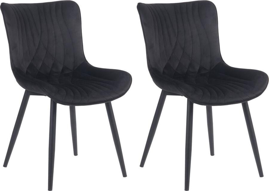 In And Outdoormatch Stoelen Bea Zwart Set van 2 Fluweel Hoogwaardige bekleding Stijlvolle stoelen Luxe uitstraling
