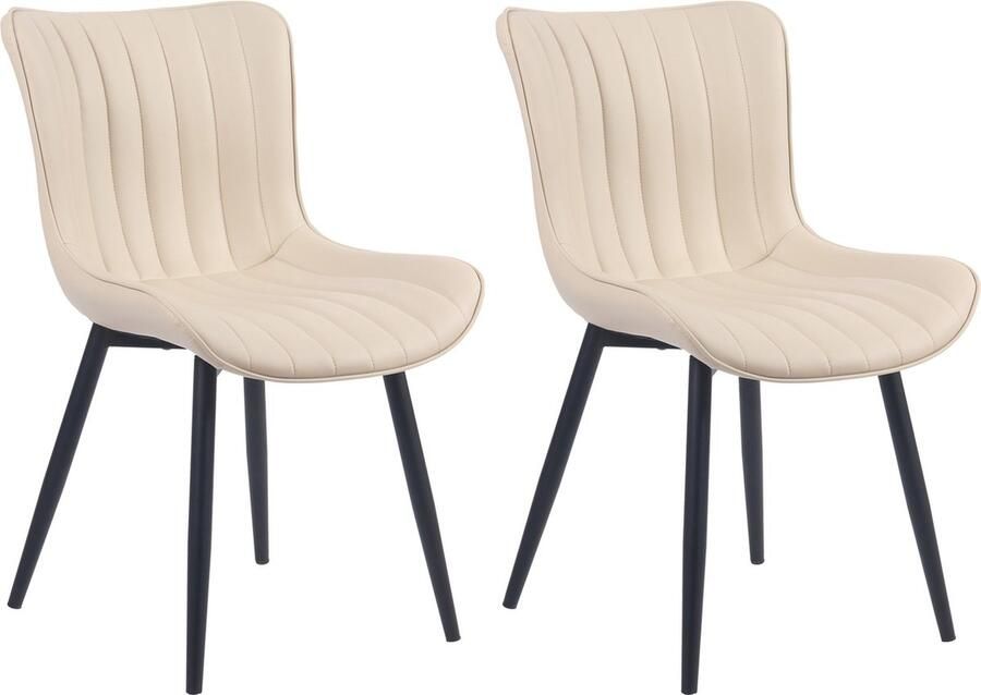 In And Outdoormatch Stoelen Cherilyn Crème Set van 2 Kunstleer Hoogwaardige bekleding Stijlvolle stoelen Luxe uitstraling