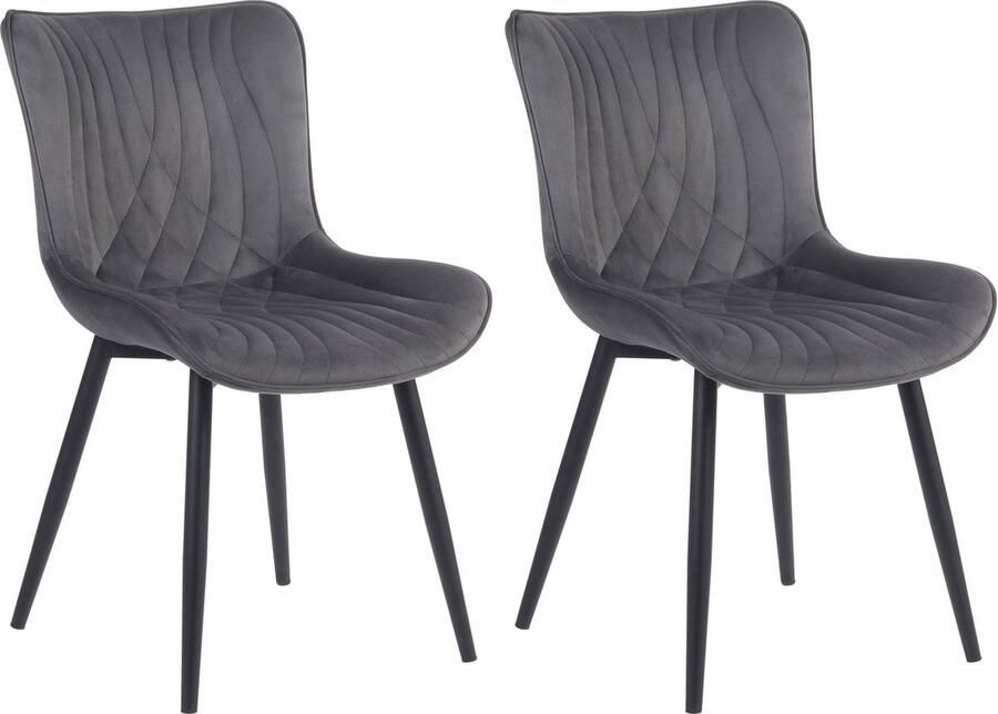 In And Outdoormatch Stoelen Everlee Grijs Set van 2 Fluweel Hoogwaardige bekleding Stijlvolle stoelen Luxe uitstraling