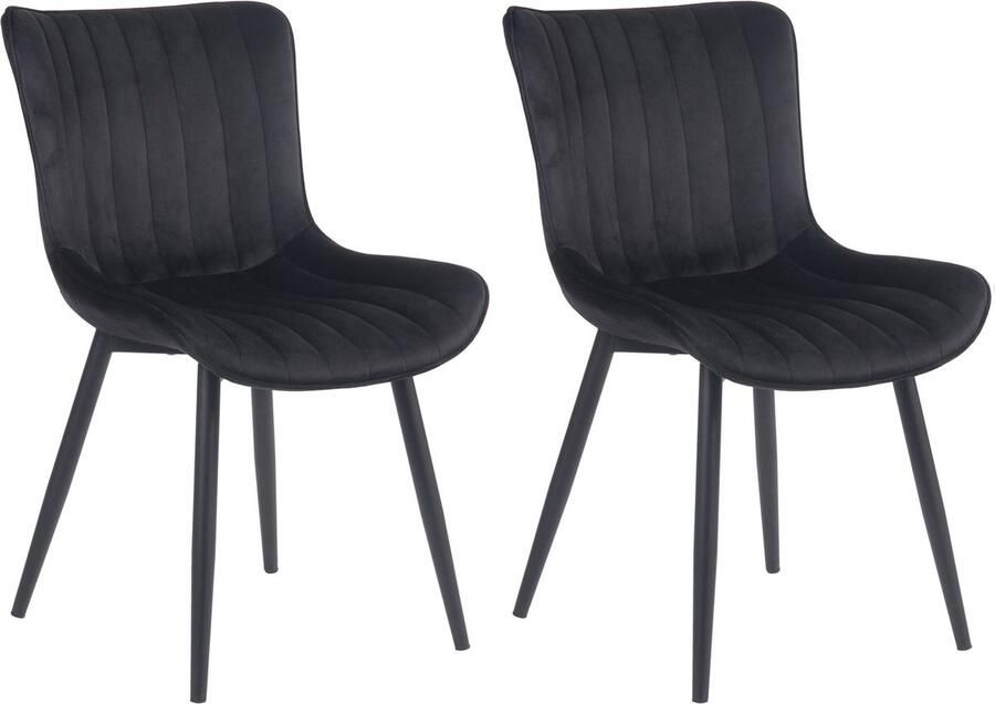In And Outdoormatch Stoelen Josceline Zwart Set van 2 Fluweel Hoogwaardige bekleding Stijlvolle stoelen Luxe uitstraling
