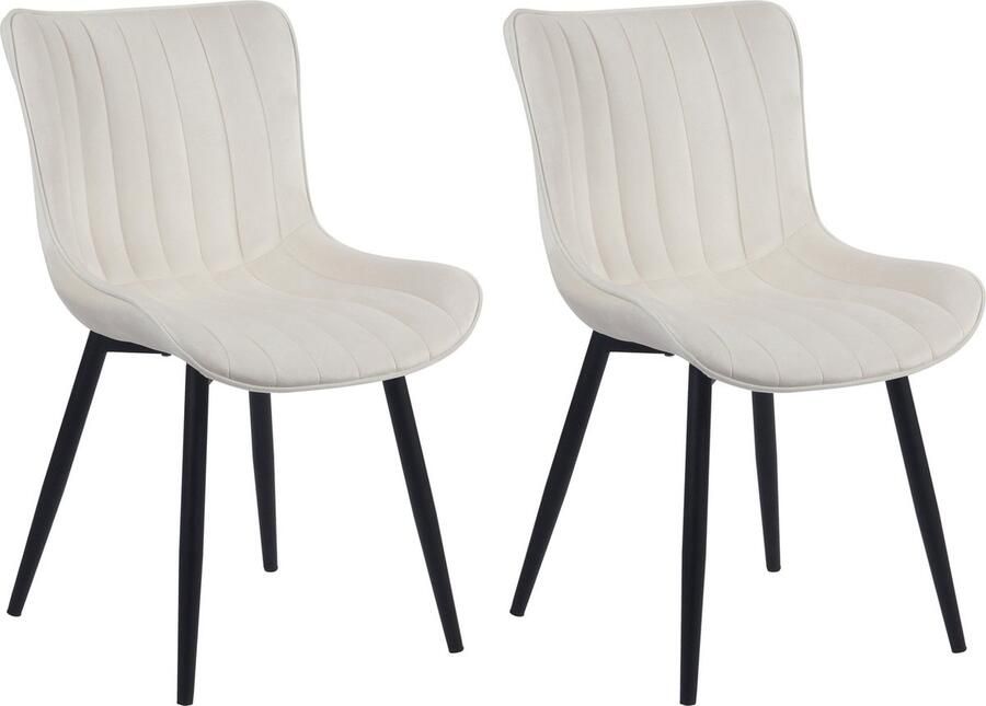 In And Outdoormatch Stoelen Kynas Wit Set van 2 Fluweel Hoogwaardige bekleding Stijlvolle stoelen Luxe uitstraling