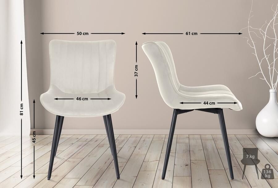 In And Outdoormatch Stoelen Kynas Wit Set van 2 Fluweel Hoogwaardige bekleding Stijlvolle stoelen Luxe uitstraling - Foto 2