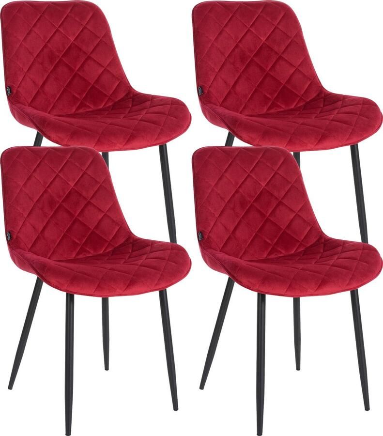 In And Outdoormatch Stoelen Marlee Rood Set van 4 Fluweel Hoogwaardige bekleding Stijlvolle stoelen Luxe uitstraling