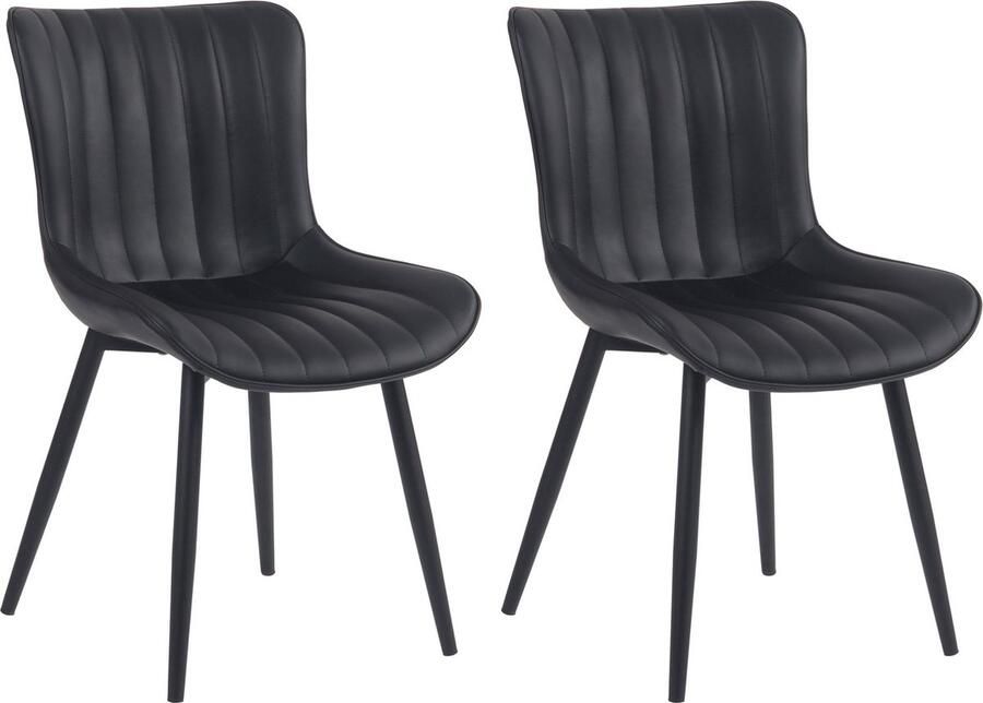 In And Outdoormatch Stoelen Oliver Zwart Set van 2 Kunstleer Hoogwaardige bekleding Stijlvolle stoelen Luxe uitstraling