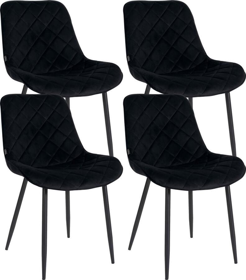 In And Outdoormatch Stoelen Shanna Zwart Set van 4 Fluweel Hoogwaardige bekleding Stijlvolle stoelen Luxe uitstraling