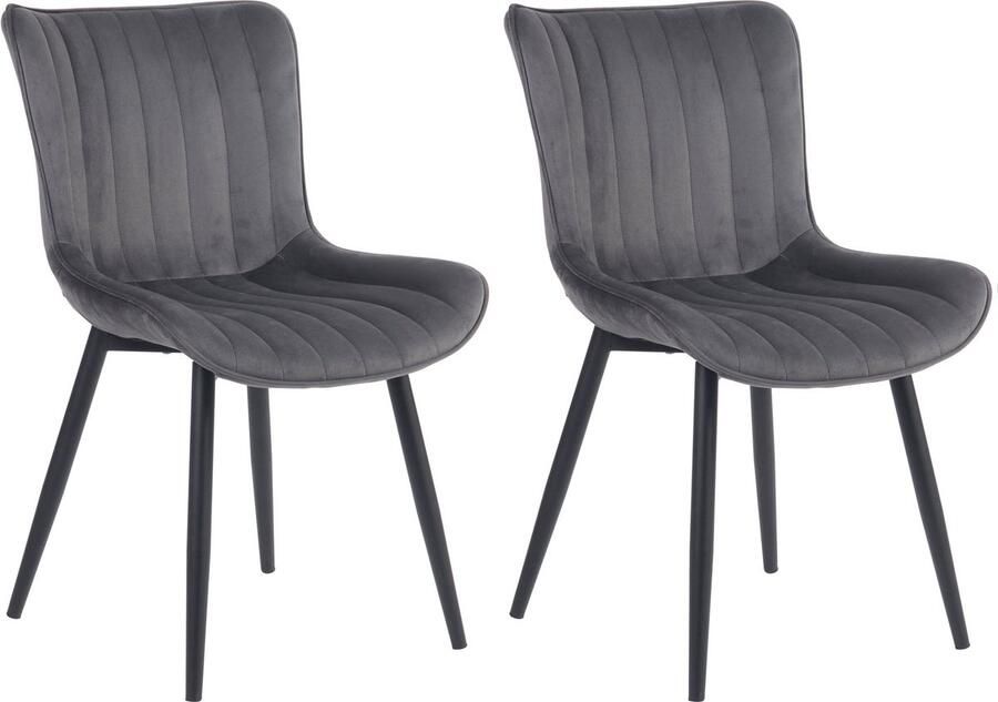 In And Outdoormatch Stoelen Sharyl Grijs Set van 2 Fluweel Hoogwaardige bekleding Stijlvolle stoelen Luxe uitstraling