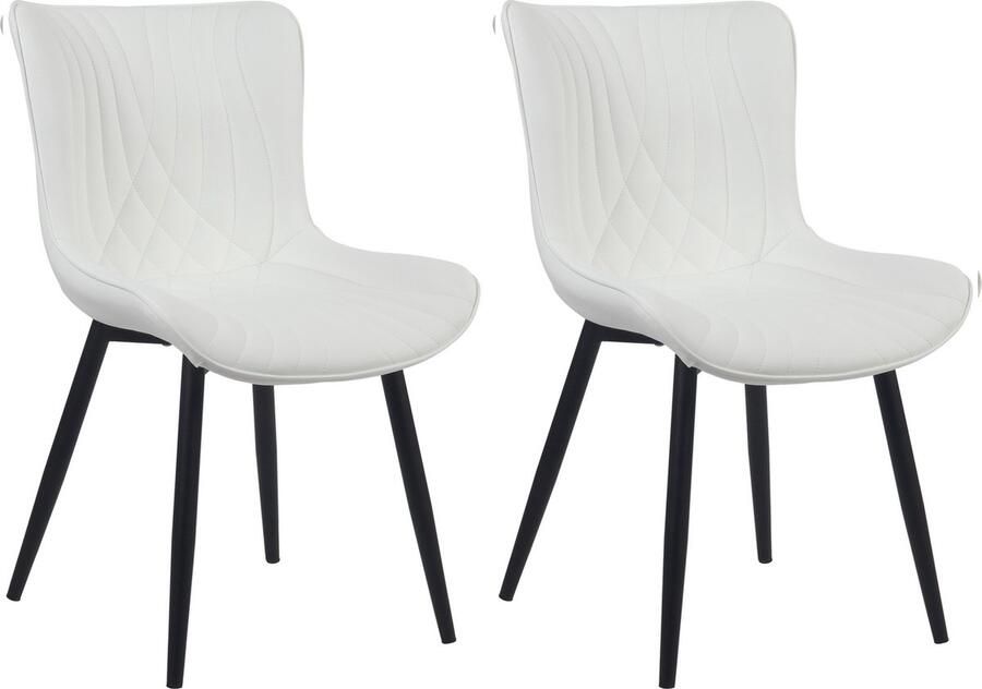 In And Outdoormatch Stoelen Wilma Wit Set van 2 Kunstleer Hoogwaardige bekleding Stijlvolle stoelen Luxe uitstraling