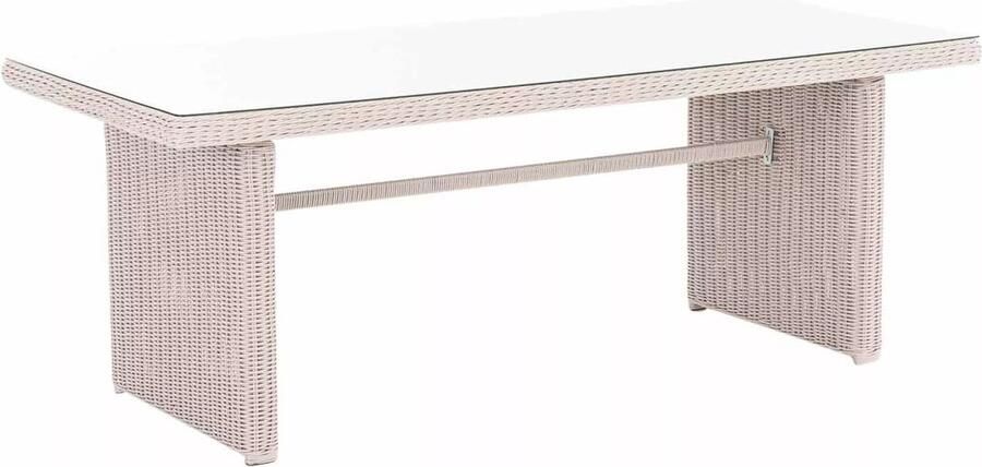 In And Outdoormatch Tuintafel Cristal Glastafel rotan wicker Tuinmeubelen Eettafel Buitentafel Salontafel 180cm