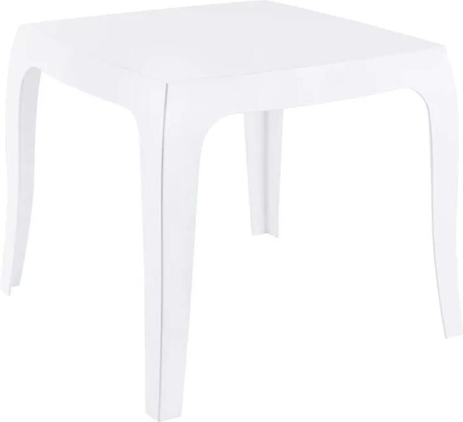 In And Outdoormatch Tuintafel Hailee Vierkant Bijzettafel Kunststof Terras UV-bestendig Weerbestendig Wit 51x51x43cm