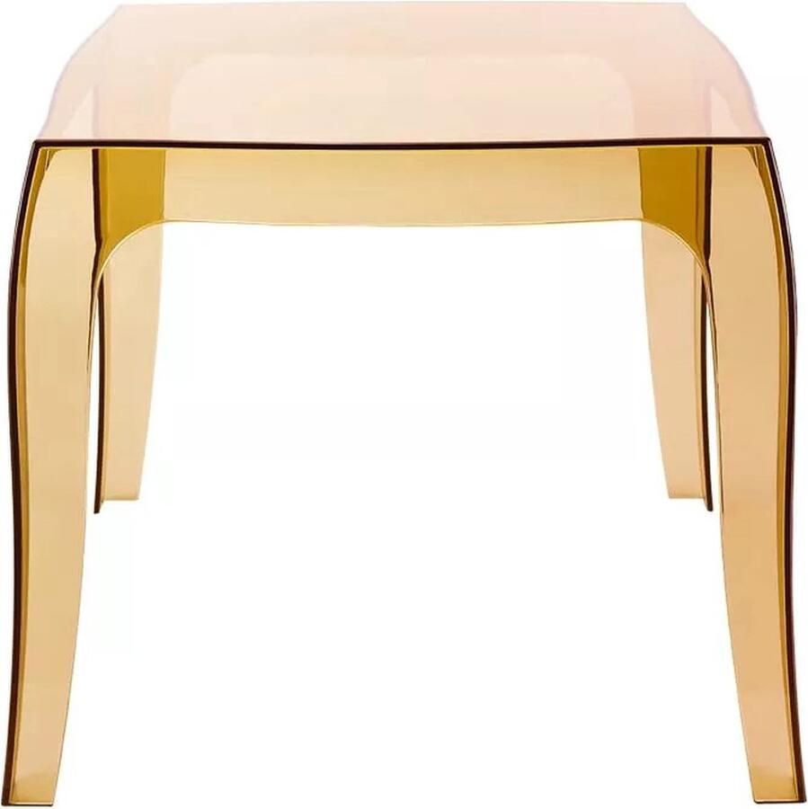 In And Outdoormatch Tuintafel transparant goud Amber Vierkant Bijzettafel Kunststof Terras UV-bestendig Weerbestendig 51x51x43cm