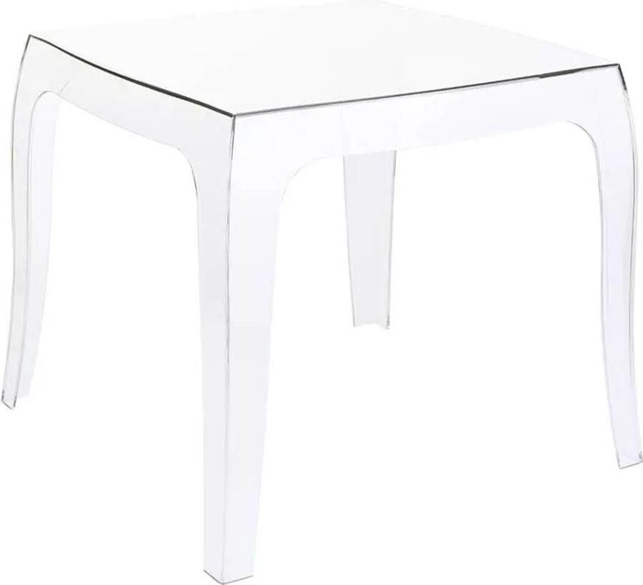 In And Outdoormatch Tuintafel transparant Jeffry Vierkant Bijzettafel Kunststof Terras UV-bestendig Weerbestendig 51x51x43cm