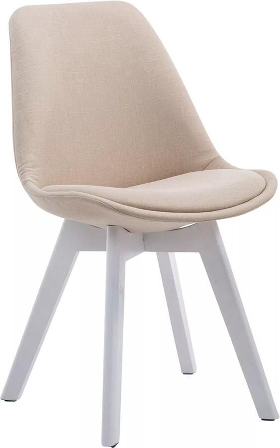 In And Outdoormatch Vergaderstoel Demetrius Creme Stof Zonder armleuning Bezoekersstoel Kantinestoel Wachtkamerstoel Eetkamerstoel 47cm