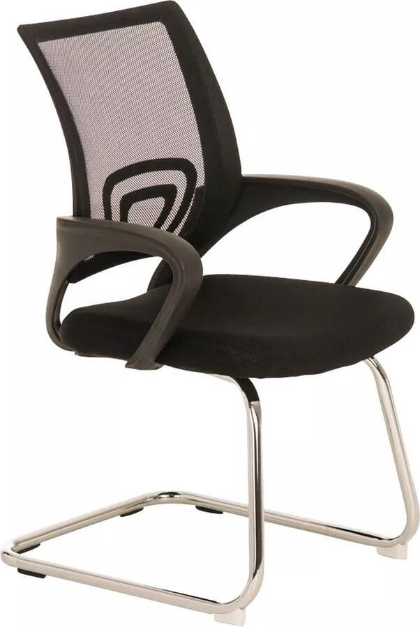 In And Outdoormatch Vergaderstoel Hugh Met armleuning Bezoekersstoel Kantinestoel Wachtkamerstoel Eetkamerstoel Zwart