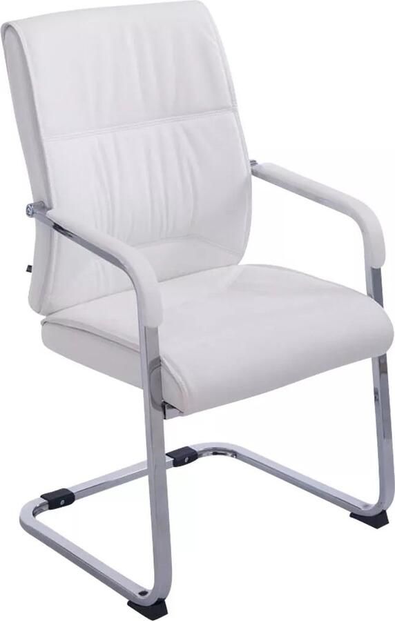 In And Outdoormatch Vergaderstoel Nelle Wit Kunstlederen stoel Met rugleuning Bezoekersstoel Zithoogte 48cm