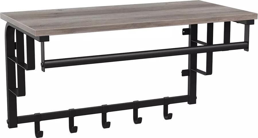 In And Outdoormatch Wandkapstok Garth Met hoedenplank Kapstok hangend Hout Industrieel