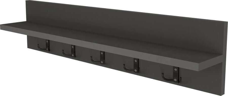 In And Outdoormatch Wandkapstok Jin 80x11x18cm Zwart MDF