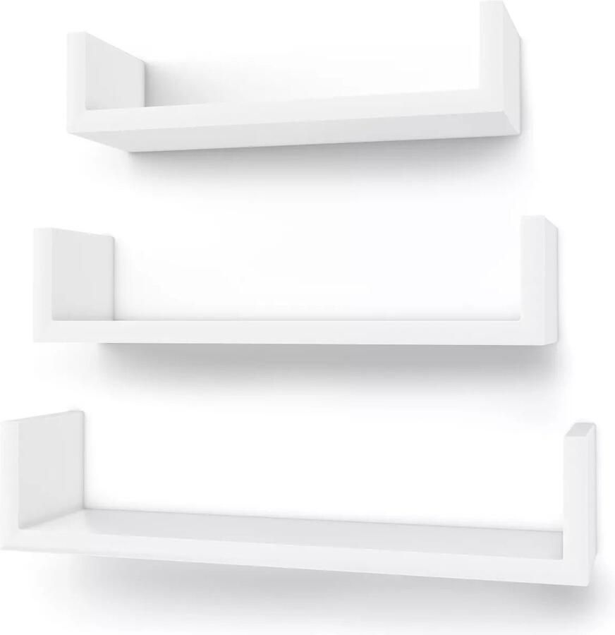 In And Outdoormatch Wandplank zwevend Stanford Wandrek Wandplank Boekenplank Fotoplank Wit 60x15x14cm