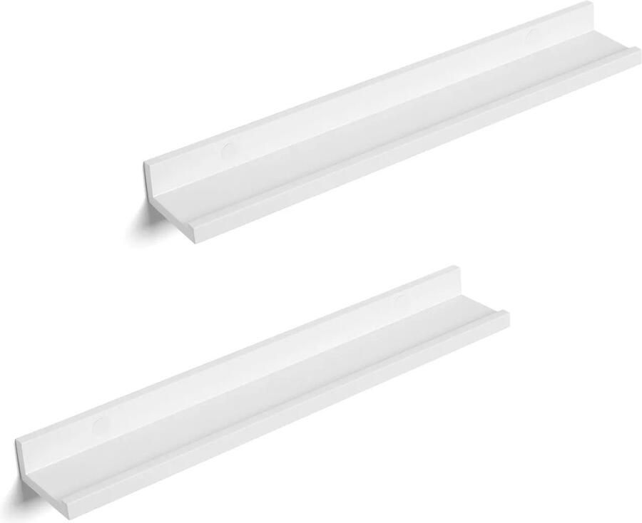 In And Outdoormatch Wandplank zwevend Tad Industrieel Wandrek Wandplank Boekenplank Fotoplank Wit 95x40x11cm