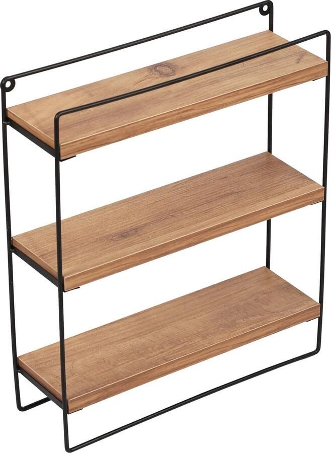 In And Outdoormatch Wandrek Johnathan 43x375x11 cm Zwart en houtkleurig Spaanplaat en Metaal