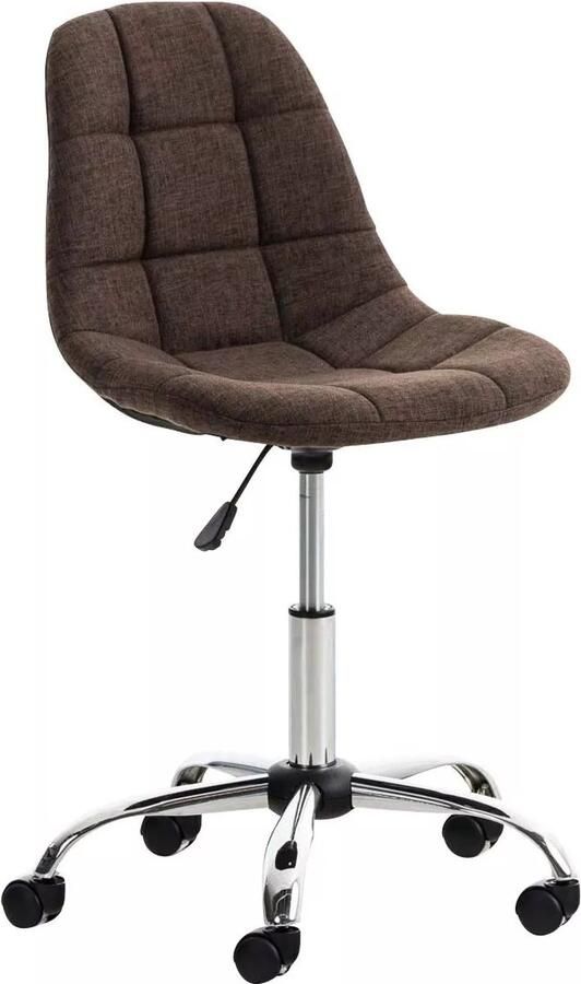 In And Outdoormatch Werkkruk Keshaun Bruin Voor volwassenen Op wieltjes Stof Ergonomische bureaustoel In hoogte verstelbaar