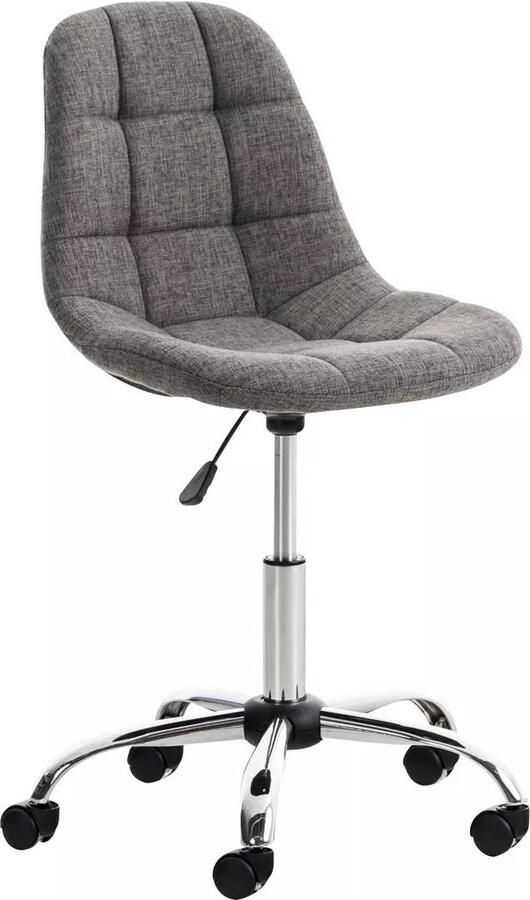In And Outdoormatch Werkkruk Roberta Grijs Voor volwassenen Op wieltjes Stof Ergonomische bureaustoel In hoogte verstelbaar