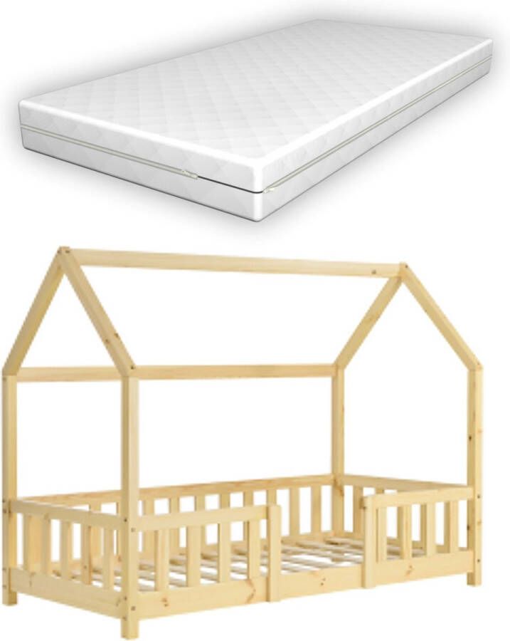 In And Outdoormatch Kinderbed Rylee Met valbescherming en matras 70x140 Hout Voor meisjes Voor jongens Voor kinderen
