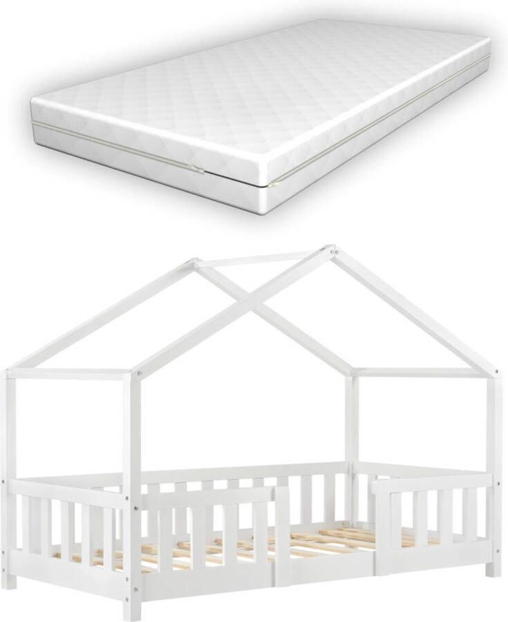 In And Outdoormatch Kinderbed Winnifred Met matras 80x160 cm Wit Voor meisjes Voor jongens