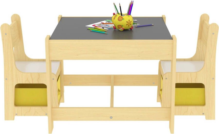 In And Outdoormatch Kindertafel Chasity Met 2 Stoelen Meerkleurig Spaanplaat en stof Modern design