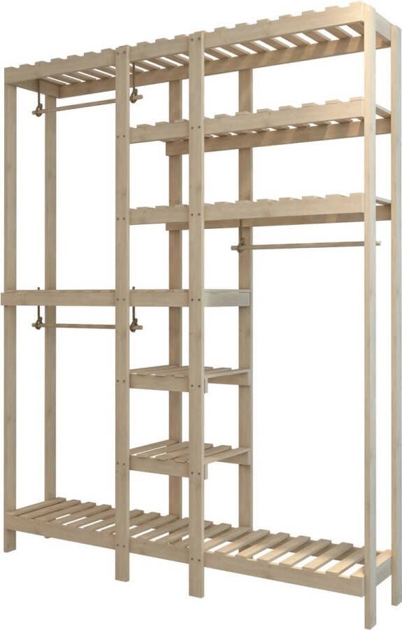 In And Outdoormatch Kledingkast Geralt Open Kast 190x150x37cm Houtkleurig Minimalistisch Design