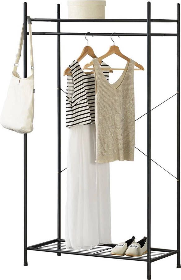 In And Outdoormatch Kledingkast Open Sven Kast Zwart Met 2 Planken 150x80x40 cm Staal Gepoedercoat Minimalistisch Design