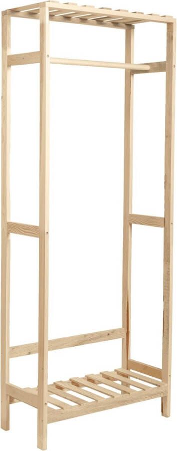 In And Outdoormatch Kledingrek Celix 160x64x30cm Houtkleurig Grenen Ruimtebesparend Met Plank Kapstok