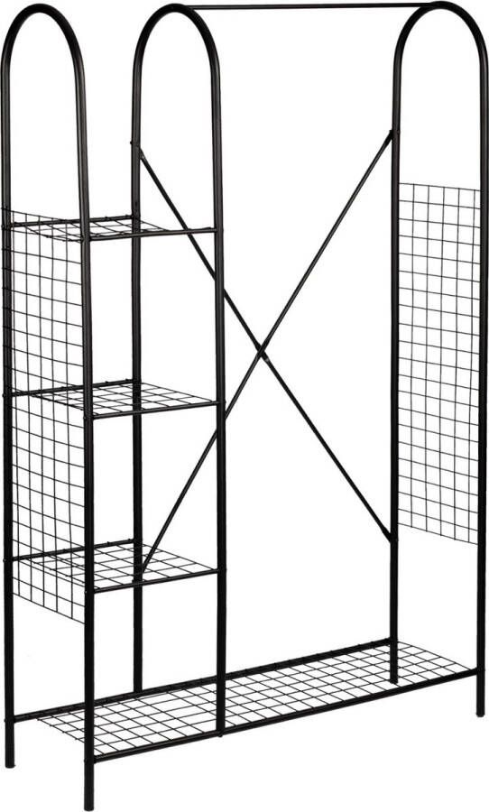 In And Outdoormatch Kledingrek Erika Met Planken 163 5x103 5x32 cm Zwart Metaal