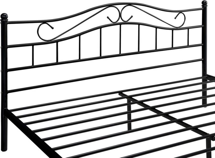 In And Outdoormatch Metalen bed Crystal Twijfelaar incl. Bedbodem 140x200 Zwart Modern design - Foto 2