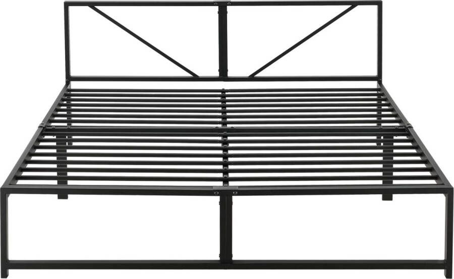 In And Outdoormatch Metalen bed Dayna Bedframe Met bedbodem Zwart 140x200 Staal Modern design