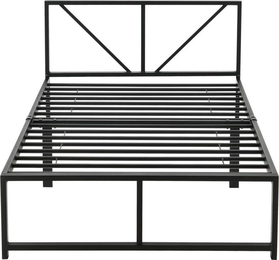 In And Outdoormatch Metalen bed Skyla Bedframe Met bedbodem Zwart 90x200 Staal Modern design