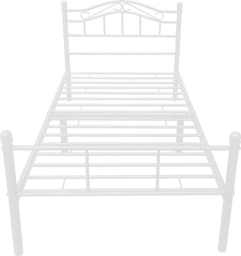 In And Outdoormatch Metalen bedframe Daisy incl. Bedbodem 120x200 cm Wit Staal Stijlvol design - Foto 2