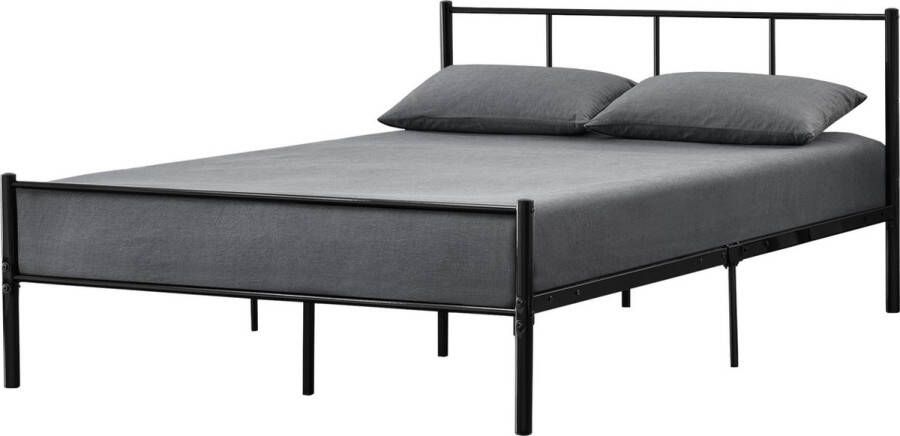 In And Outdoormatch Metalen bedframe Kira incl. Matras Zwart 140x200 cm Stalen frame gepoedercoat en koudschuim - Foto 2