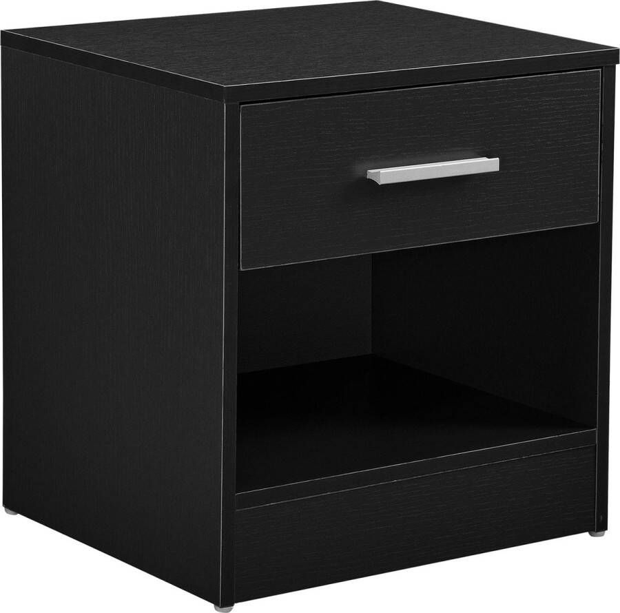 In And Outdoormatch Nachtkastje Beulah Ladekast Met Lade en Open Compartiment Zwart Spaanplaat Klassiek Design - Foto 2