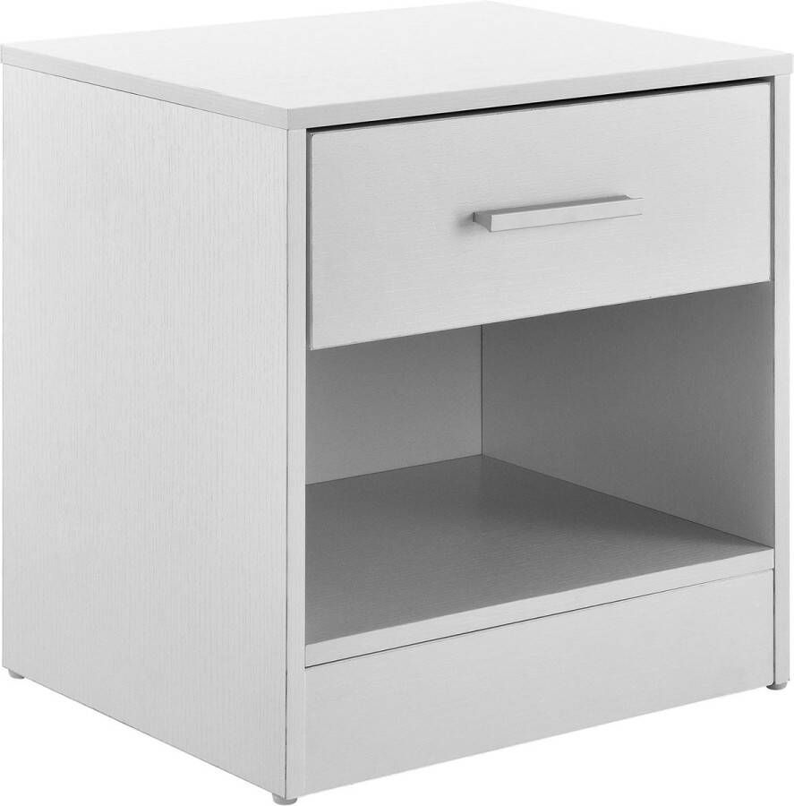 In And Outdoormatch Nachtkastje Manuela Ladekast Met Lade en Open Compartiment Wit Spaanplaat Klassiek Design