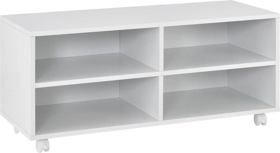 In And Outdoormatch Opbergkast Elroy Open Kast Op Wielen Wit Mat Spaanplaat Modern Design