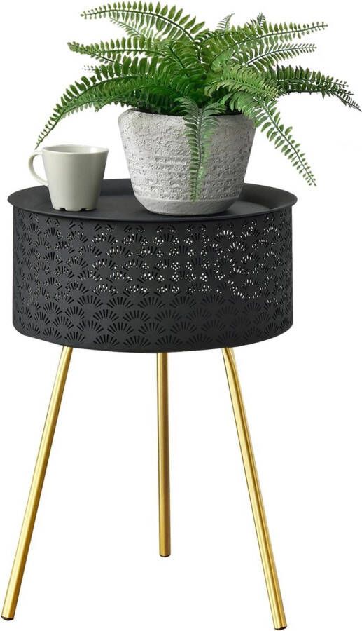 In And Outdoormatch Salontafel Casper Rond Zwart en Goud 50xØ35 cm Metaal Modern Design