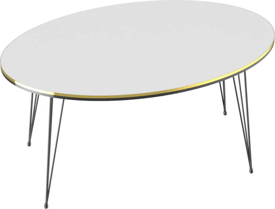 In And Outdoormatch Salontafel Julia Ovaal 41x90x50 cm Wit en Goud Spaanplaat en Metaal Stijlvol design - Foto 2
