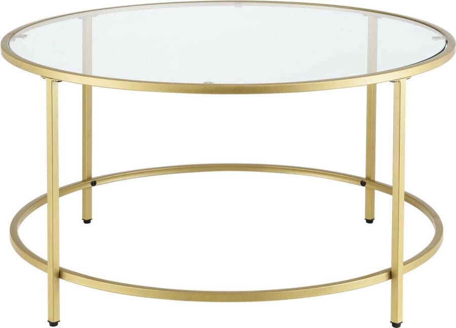 In And Outdoormatch Salontafel Leila Rond Glas en Metaal 45 5xØ84 cm Goud Stijlvol Design